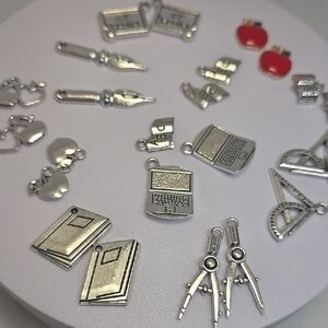 Silver School Themed Charms Set.  22 Charms